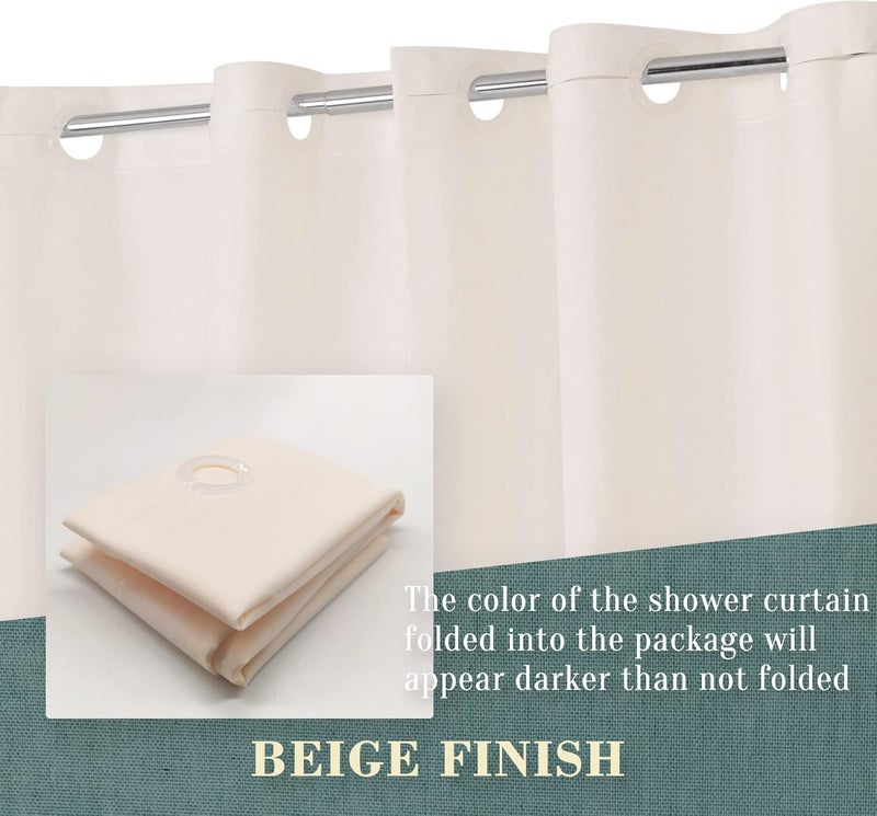 ABLUEN No Hook PEVA Shower Curtain or Liner - 8G Heavy Duty Beige Bathroom Shower Curtain No Hooks Required, Waterproof Plastic & PVC Free, Standard Size 71 x 74, Beige - Image 4